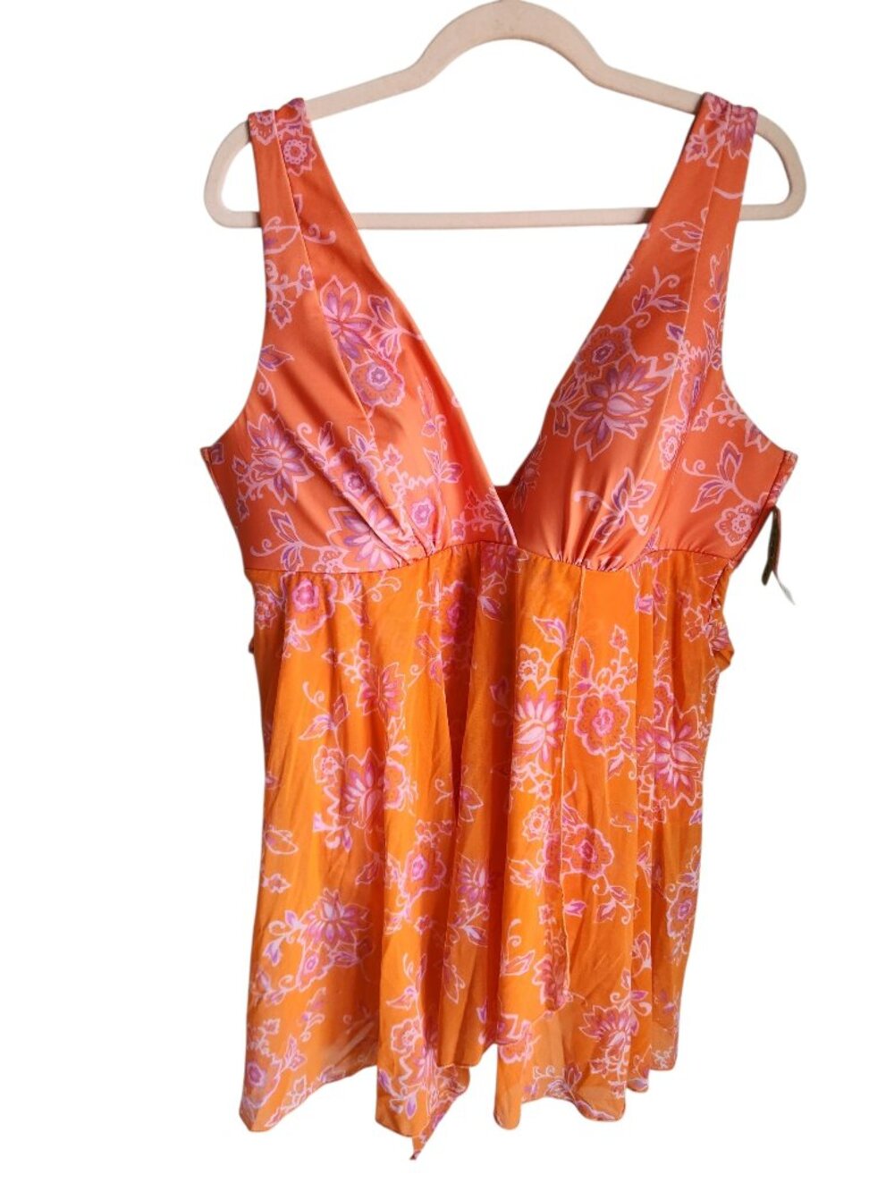 Swim by Cacique Swimsuit Swim Dress 20 Orange One Piece Bathing Suit NEW